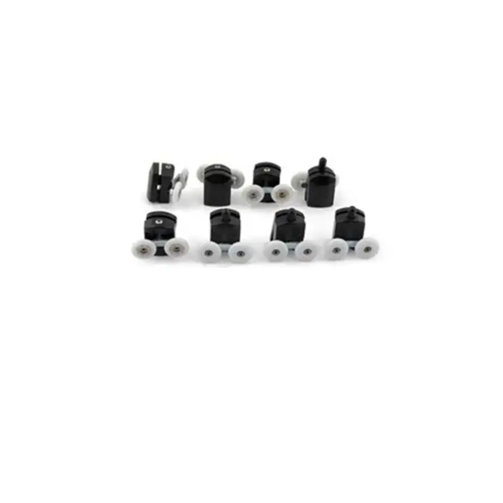 Candan 8'li Siyah Cam Duşakabin Tekerleği Çiftli Takım 8'Li Parça 22 mm
