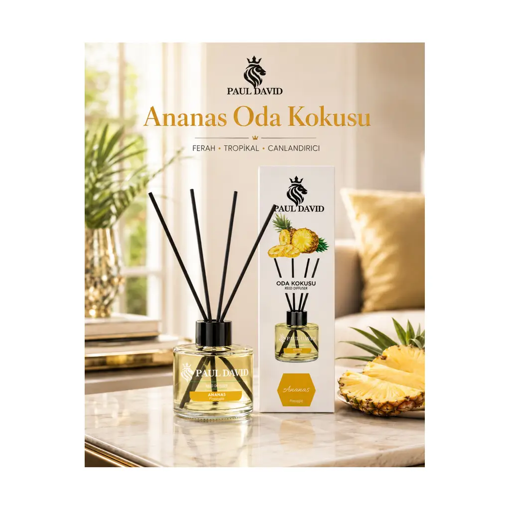 Paul David Ananas Yüksek Koku Yayılımlı Dekoratif Bambu Çubuklu Oda Kokusu 145 ml