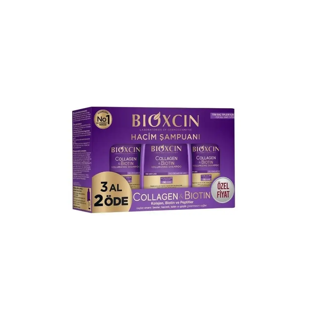 Bioxcin Bıoxcın Collagen Bıotın Şampuan Tüm Saç Tipleri 3 lü Set 300 Ml
