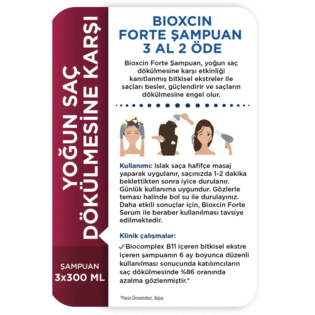 Bioxcin Forte Şampuan Tüm Saç Tipleri Için 3x300ml Yoğun Saç Dökülmesi Şampuanı Bioxcin Forte Şampuan Tüm Saç Tipleri Için 3x300ml Yoğun Saç Dökülmesi Şampuanı