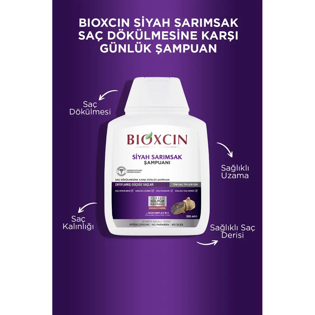 Bioxcin Siyah Sarımsak Şampuan 3x300 Ml - Saç Dökülmesi Şampuanı Bioxcin Siyah Sarımsak Şampuan 3x300 Ml - Saç Dökülmesi Şampuanı