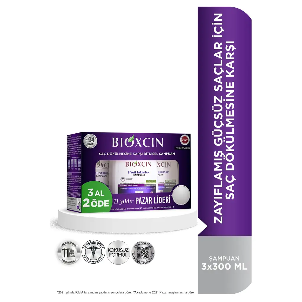 Bioxcin Siyah Sarımsak Şampuan 3x300 Ml - Saç Dökülmesi Şampuanı Bioxcin Siyah Sarımsak Şampuan 3x300 Ml - Saç Dökülmesi Şampuanı