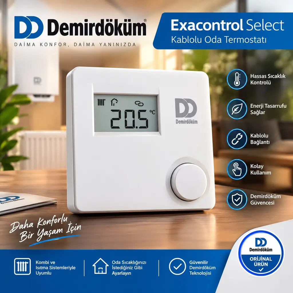DemirDöküm Exacontrol Select Oda Termostatı Kablolu 