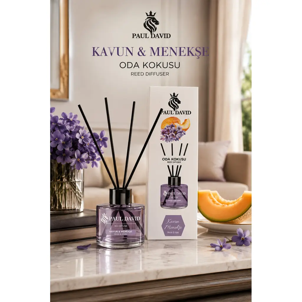 Kavun & Menekşe Yüksek Koku Yayılımlı Dekoratif Bambu Çubuklu Oda Kokusu 145 ml