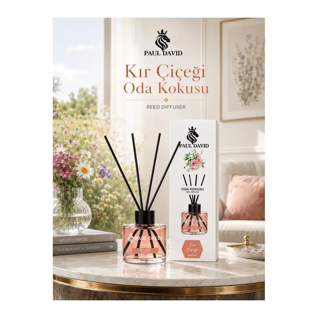 Kır Çiçeği Yüksek Koku Yayılımlı Dekoratif Bambu Çubuklu Oda Kokusu 145 ml