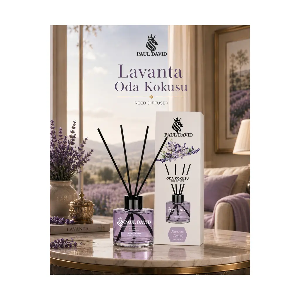 paul david Lavanta Misk Yüksek Koku Yayılımlı Dekoratif Bambu Çubuklu Oda Kokusu 145 ml